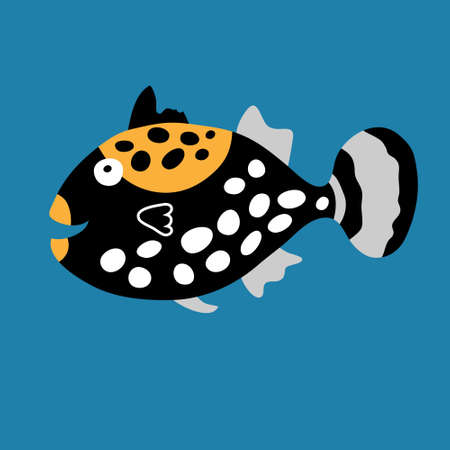 Greeting card with a clown fish on a blue backgroundのイラスト素材