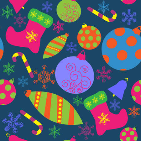 Christmas seamless template with a Christmas toysのイラスト素材