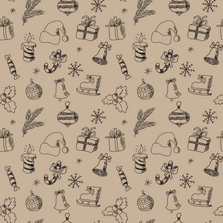 Seamless Christmas ornaments with a festive elementsのイラスト素材