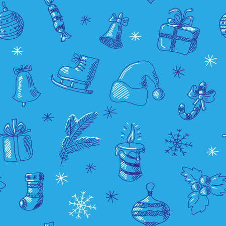 Cute Christmas ornament on  winter themeのイラスト素材