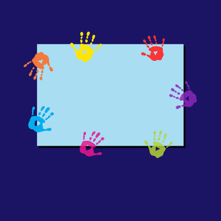 Frame for writing with a multi-colored palm prints.のイラスト素材