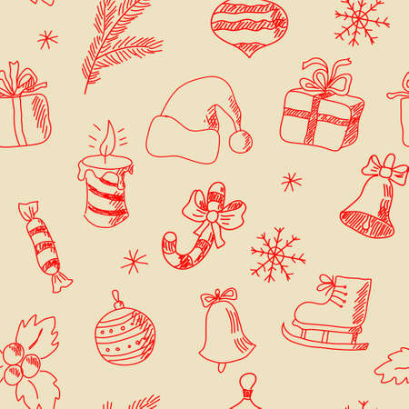 Seamless texture with a hand-painted New Year elementsのイラスト素材