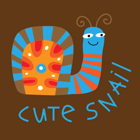 Postcard with a cute decorative snail with an inscription.のイラスト素材