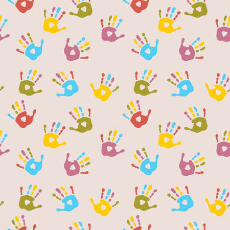 Seamless cheerful pattern with a multi-colored palm printsのイラスト素材