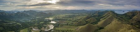 Aerial panorama of mountains and valley