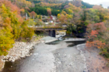 Blurred - Color of autumn leaves  and river in Japan