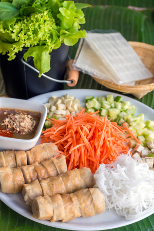 Set of Vietnamese meatball wrapsの写真素材