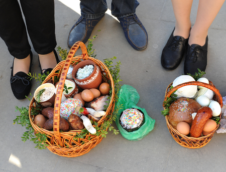  Easter basket, eggs, paskha, holiday, orthodox, easter, の写真素材