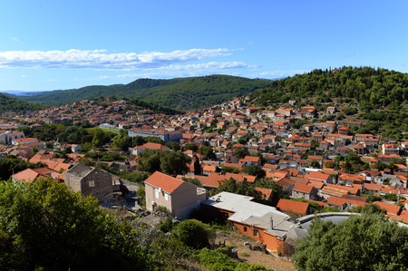 Small Croatian town Blato on island of Korcula, Croatiaの写真素材
