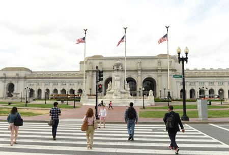 Washington, DC - May 31, 2018: People near Washington Union Station in Washington, DC.のeditorial素材