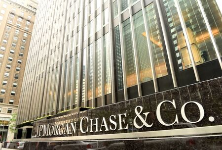 New York, USA - May 26, 2018: JPMorgan Chase & Co office at the Park Ave in New York, NY.のeditorial素材