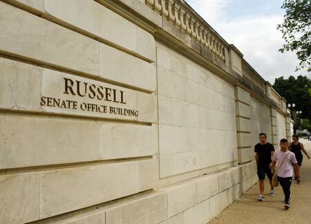 Washington, DC - May 31, 2018:People near the Russell Senate Office Building in Washington DC