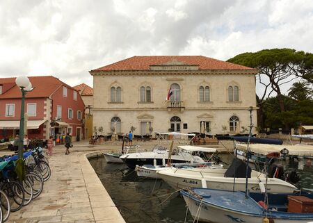 Jelsa, Croatia - August 2018: Town Jelsa on island of Hvar, Croatiaのeditorial素材