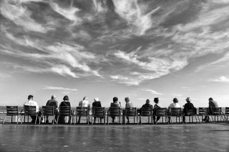 Nice, France - June 19, 2019: People on the Promenade des Anglais in Nice.のeditorial素材