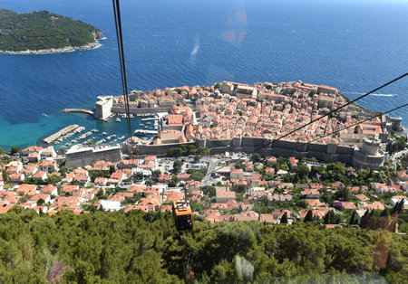 Dubrovnik, Croatia - July 3, 2021: The Dubrovnik Cable Car, Croatia.のeditorial素材