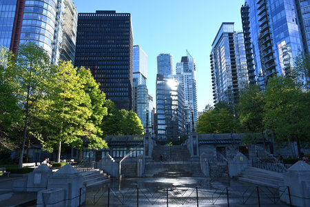 Vancouver, BC, Canada - August 16, 2023: Harbour Green Park in Vancouver.のeditorial素材