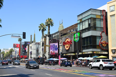 Los Angeles, California, USA - July 29, 2023: Hollywood Boulevard in Los Angeles.のeditorial素材