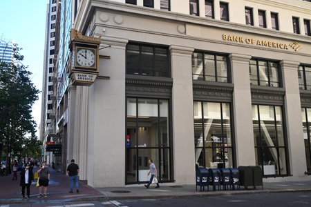 San Francisco, CA, USA - July 25, 2023: A Bank of America in downtown of San Francisco.