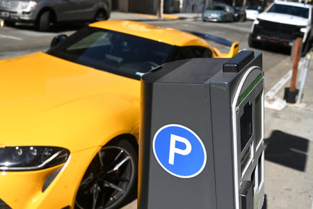 Parking sign on parking payment machine in San Francisko, USAのeditorial素材