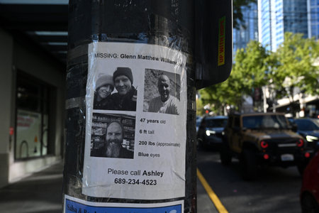 Seattle, WA, USA - August 3, 2023: Missing person announcements in downtown of Seattle.