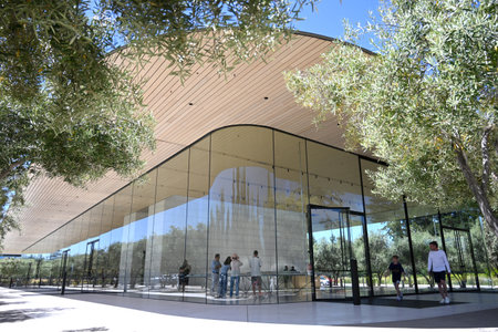 Cupertino, CA, USA - July 28, 2023: Apple Park Visitor Center in Cupertino.