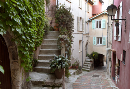 Medieval village in Roquebrune-Cap-Martin, Provence-Alpes-Cote d'Azur, France. Cote d'Azur of French Riviera.の写真素材