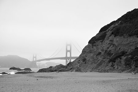 The Golden Gate Bridge in a fog. San Francisco, CA, USAの写真素材