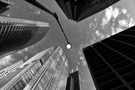 Skyscrapers of Chicago. Up view on skyscrapers of Chicago. Chicago downtown.の写真素材
