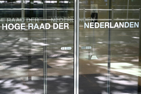 The Hague, Netherlands - August 28, 2024: The door in Supreme Court of the Netherlands (Hoge Raad der Nederlanden) in The Hague.のeditorial素材