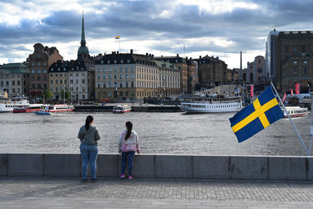 Stockholm, Sweden - July 29, 2024: A people on the street of Stockholm.のeditorial素材