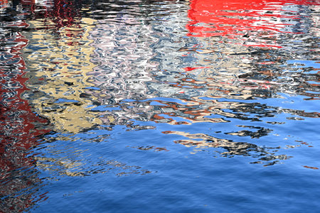 Color reflection on the water surface, abstract background.の写真素材