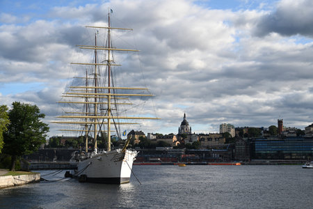 Stockholm, Sweden - July 29, 2024: af Chapman (ship) formerly Dunboyneis a steel ship moored on the...