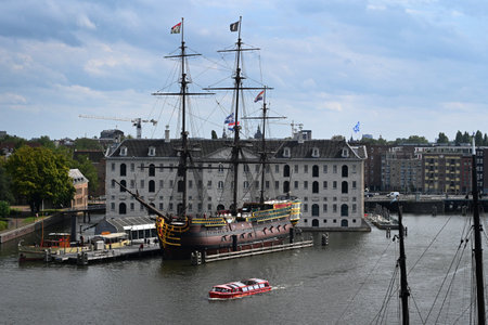 Amsterdam, Netherlands - August 24, 2024: The Maritime Museum (Het Scheepvaartmuseum), is a maritime...