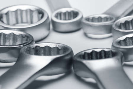 The wrench steel tools for repair on white background.の写真素材