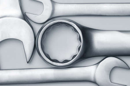 The wrench steel tools for repair on white background.