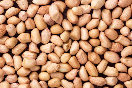 close up peanuts on a background top viewの写真素材