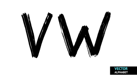 Vector brush line alphabet. Hand drawn alphabetのイラスト素材