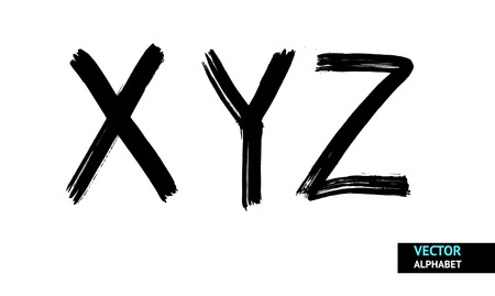Vector brush line alphabet. Hand drawn alphabetのイラスト素材