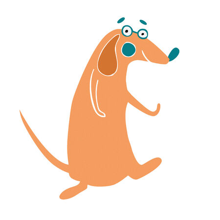 Dancing Cartoon dog.Hand Drawn Vector illustrationのイラスト素材