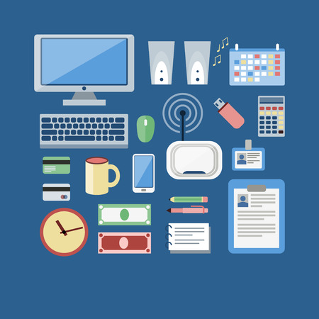 Study, office working and freelance icons set.のイラスト素材