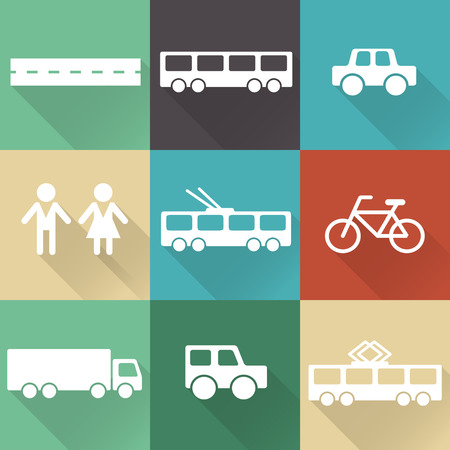Monochromatic flat city elements with shades for creating your map. Easy to edit and recolor - vector object are separated in layers. Map elements for your pattern, web site or other type of design.のイラスト素材