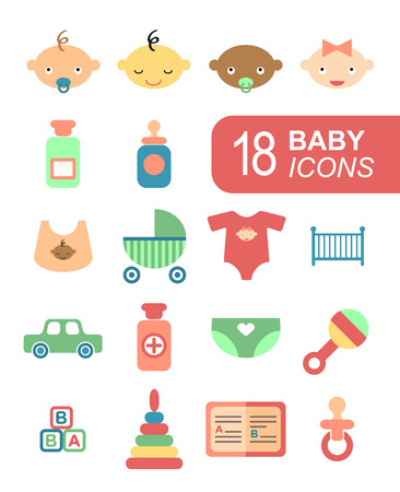 Colorful Baby Icons Set. Vector Illustrationのイラスト素材