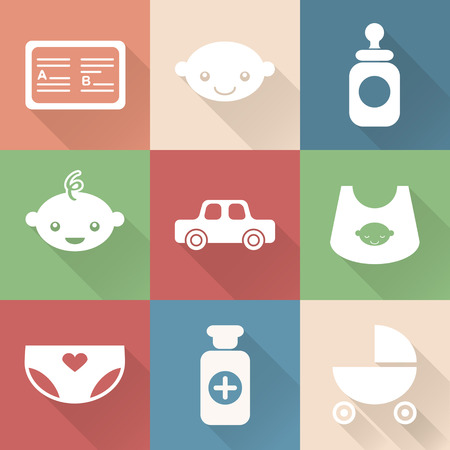 Monochromatic flat baby icons with shades. Vector infographicのイラスト素材