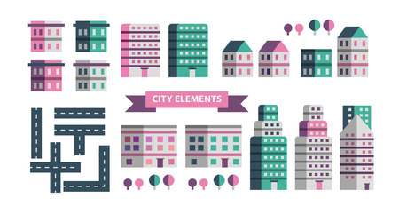 Town infographic elements. Vector city elements. Vector illustration.のイラスト素材