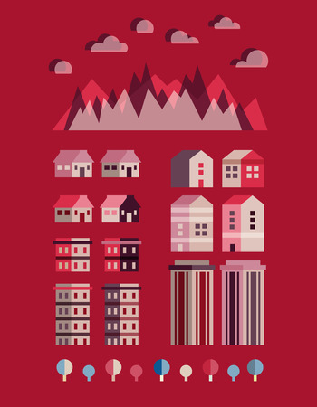 Town infographic elements. Vector city elements. Vector illustration.のイラスト素材