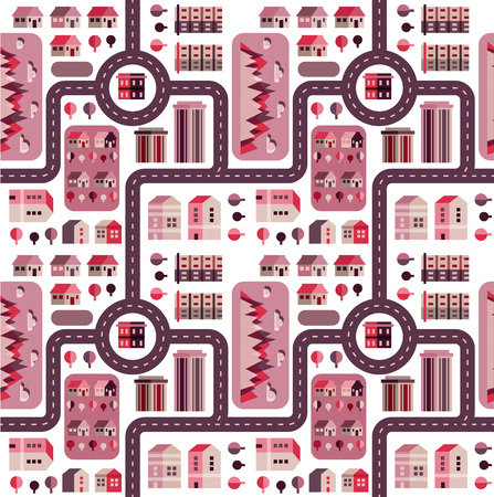 Town infographic elements. Vector city elements. Seamless patternのイラスト素材