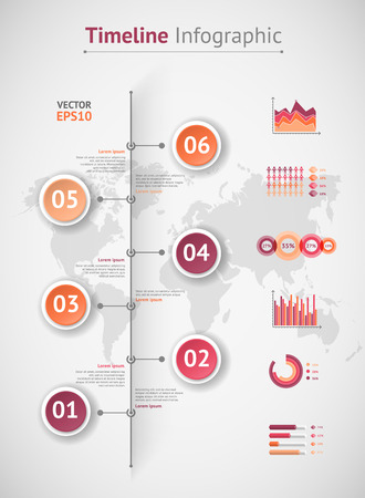 Timeline vector infographic. World mapのイラスト素材