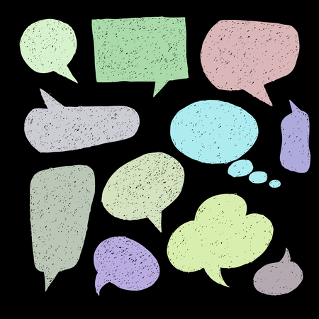 Vector hand drawn speech bubbles. Hand drawn doodle vector text box collection.のイラスト素材