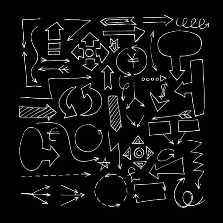 Vector hand drawn arrows. Hand drawn doodle vector text box collection.のイラスト素材