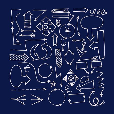 Vector hand drawn arrows. Hand drawn doodle vector text box collection.のイラスト素材